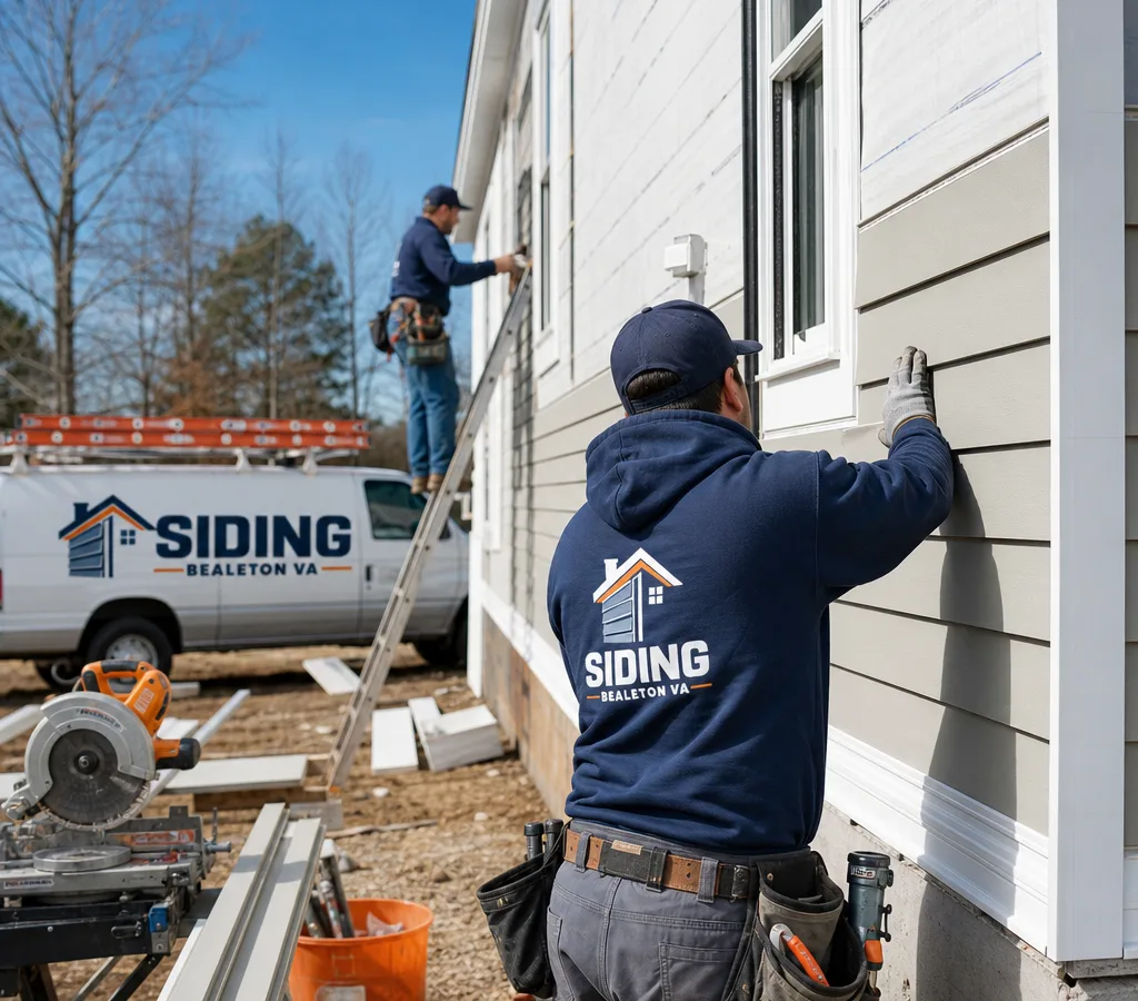 Contractor installing straight exterior siding courses with clean window flashing on a Bealeton home